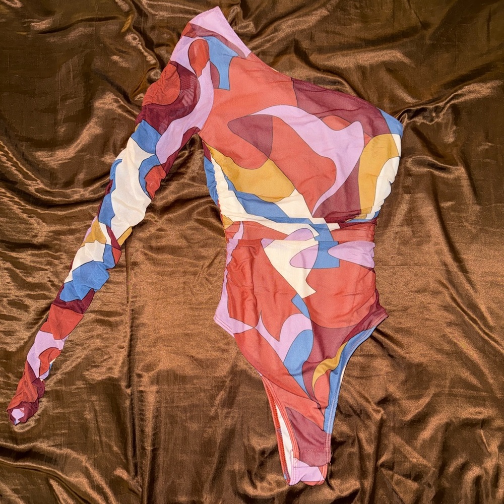 Colorful Abstract One-Shoulder Swimsuit